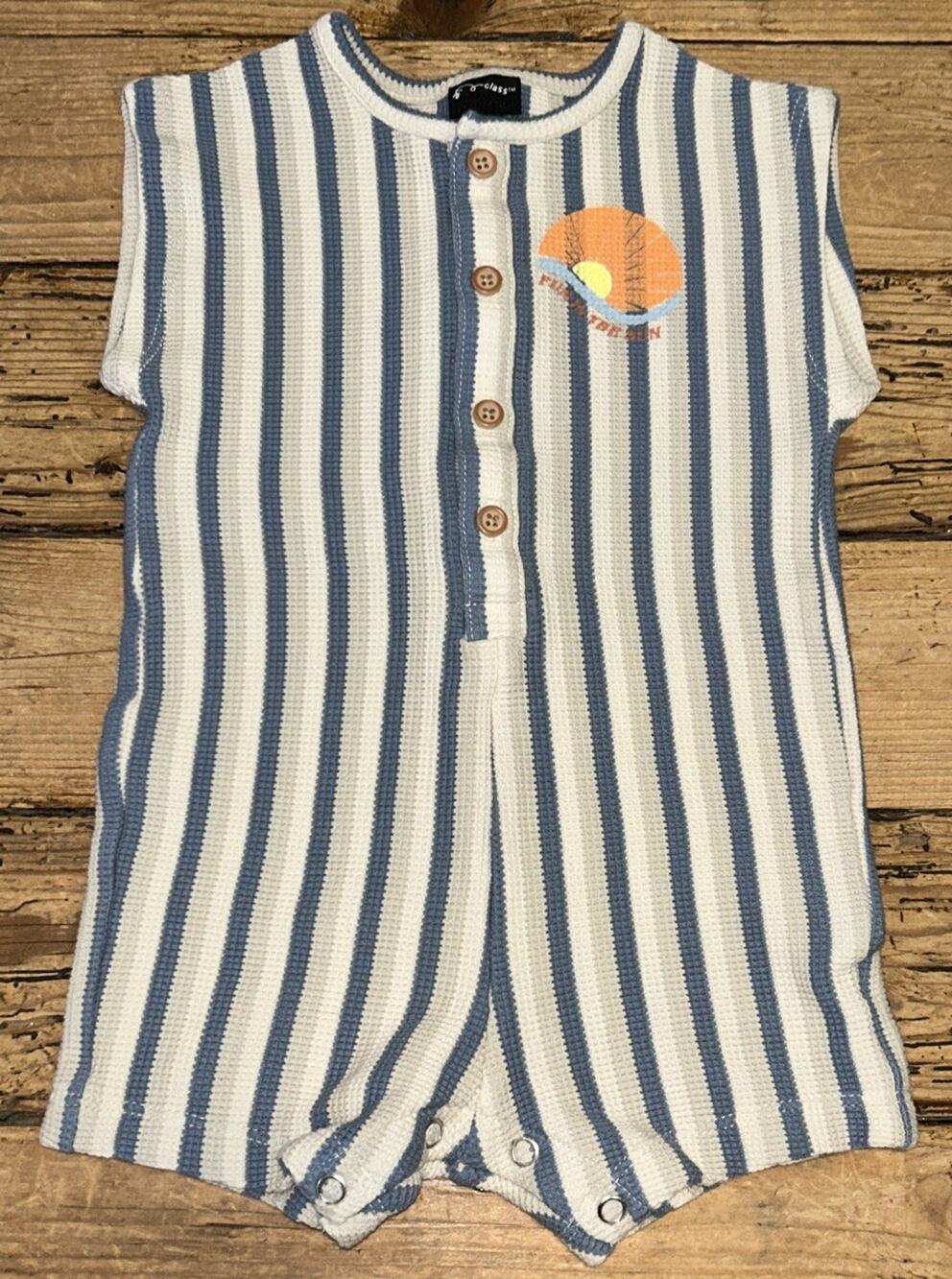 Art Class Unisex Size 12 M Striped Toddler Romper NWOT.